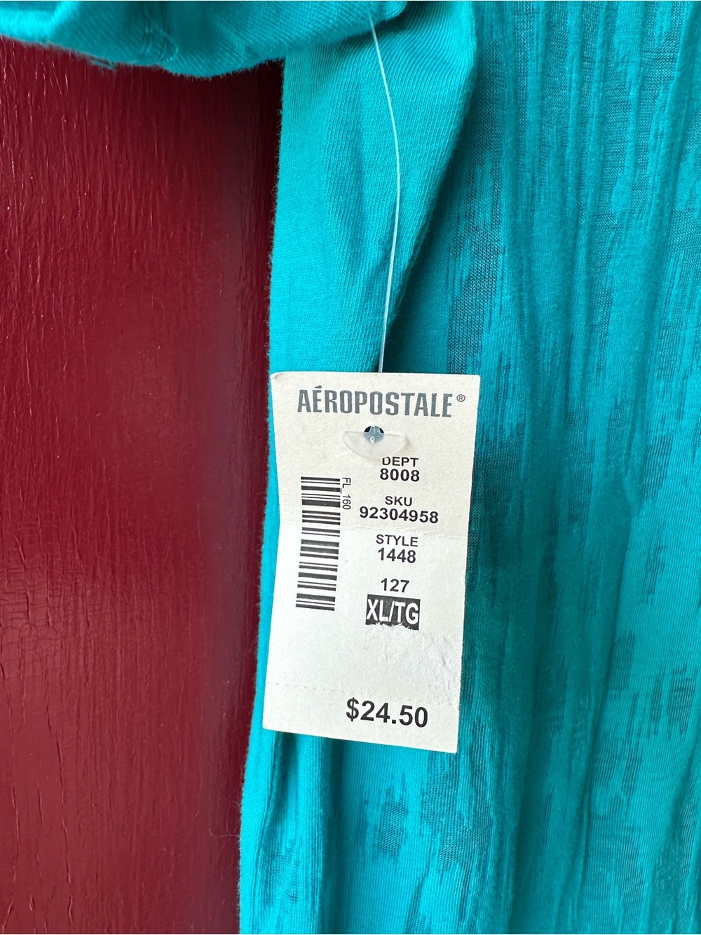 Aeropostale Teal V-Neck Logo Tee - Picture 5 of 5